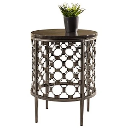 Round End Table with Geometric Pattern